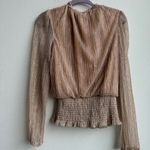 Joie ✨$5/$25  Metallic Lurex Gold Glitter Romantic Feminine Blouse Size Medium Photo 4