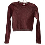 Arizona Women's Red Ribbed Long Sleeve Cropped Top Size M Photo 0