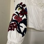 Free People  Meadows Embroidered Top Lace Boho Bishop Sleeve Crop small Photo 3
