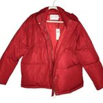 Rebecca Minkoff  Zayne Quilted Puffer Down Jacket Red Large Hooded Long Sleeve Photo 2