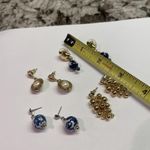 Lot Of 4 Costume Pierced Earrings Dangle Drop Mix Women’s Gold Tone 2 with Blue Photo 5