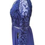 Lulus lulu’s Navy Blue Lace Formal v neckline Floor Length Maxi Dress Size Small Photo 5