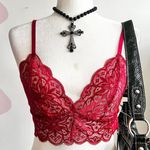 Red Lace Bralette,‎ Coquette Y2K Lingerie Romantic Goth Medium Grunge Retro Photo 0