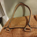 Anne Klein Alligator Alley Satchel Crocodile-Embossed Faux Leather Tote Brown Photo 9