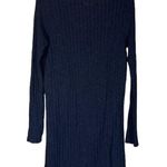 Deletta  Navy Blue Slit Sides Ribbed Long Sleeve Knit Tunic Sweater Women Sz S Photo 1