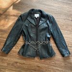 Worthington VTG Y2K Lambskin Leather Black Moto Zip Jacket Sz Medium Womens Photo 0