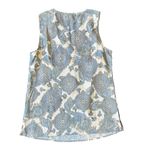 Telluride Clothing Co Women’s L Linen Blend Tan Blue Paisley Sleeveless Blouse Size L Photo 5