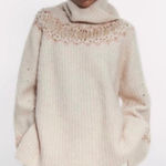 ZARA  Limited Edition wool mohair blend beaded turtleneck sweater in an oatmeal Photo 0