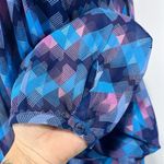 Decree Sheer Abstract Long Sleeve Blouse Size L Women’s Blue / Purple Geometric Photo 3