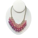 Rose pink and violet crystal layered beaded bib necklace statement necklace Photo 0