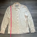 St. John Collection Cream Gold Long Sleeve Silk Button Down SJ Print Top Size 2 Photo 7
