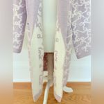 Cupcakes & Cashmere Sleepwear Luxe Robe Sweater Cardigan Lavender Bows Medium Purple Photo 4