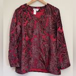 Coldwater Creek  Woman’s Burgundy Cardigan  Paisley Long sleeve Vintage size PL Photo 1