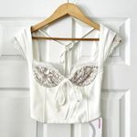 NWT Marthea Lace Corset Crop Top Sz XS White Photo 0