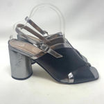 Ouigal Metallic Slingback Heels‎ Black Silver Size 8.5 Photo 5