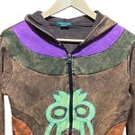 Kathmandu Imports Owl Patchwork Hoodie Size Small Brown Photo 1