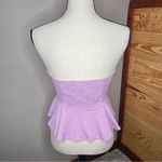 Free People Lavender Purple Strapless Peplum Lace Up Smocked Crop Top Medium Photo 3