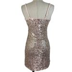 Dillard's Pink sequin glam mini dress spaghetti strap, sparkly cocktail party club wear Photo 2