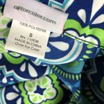 All For Color Womens Belted Tunic Top  Size S Green Geometric Print Floral NEW‎ Photo 4