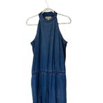 Cloth & Stone  x Anthropologie - NWOT Blue Denim Halter Wide Leg Jumpsuit Sz L Photo 2