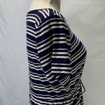 Olive & Oak Navy Blue and Cream Striped High Waisted Jersey Dress Size M… Photo 6