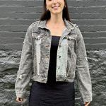 POL  100% Cotton Camo Leopard Print Denim Jacket Size Medium Photo 0