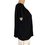 W5  Womens Peasant Top Blouse Shirt V Neck Woven Detail Pullover Black White Med Photo 3