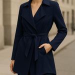 ZARA trench style light weight jacket navy blue size M Photo 0