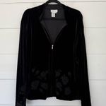 Coldwater Creek  Women’s 2X Black Velour Zip Up Jacket Photo 0