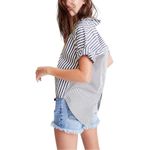 Madewell Courier Button Back Stripe Short Sleeve Shirt SMALL Photo 8
