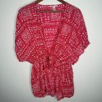 Victoria's Secret  Red White Heart Print Kimono Cover Up Robe One Size Photo 3