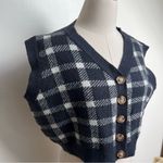 Academia Plaid Cropped Sweater Vest Gray Size L Photo 1