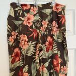 Tommy Bahama Ankle Pants Sz 14 Hawaiian Brown Floral Silk Tie Zip Vacation Boho Photo 4