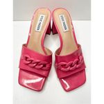 Steve Madden Sandals Womens Size 6.5 Rego Slides Pink Patent Faux Leather Heels Photo 5