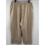 CJ Banks Linen Cotton Wide Leg Pants Womens 14W Beige Neutral Embroidered Boho Tan Photo 11
