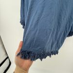 Umgee Frayed Hem Scoop Neck Tunic Short Sleeve Top Blue Women S Oversized Casual Photo 4