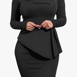 NWT small long sleeve body con formal cocktail pencil dress Black Photo 0