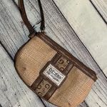 Guess Authentic Y2K Vintage Wristlet bag tan brown small Rhinestones silver logo Photo 6