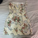 Edikted  Floral Tapestry Lace-Up Back Strapless Minidress, Small, Bodycon Mini Photo 7