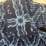 Free People  Blue Patterned Button Down Shirt Smocked Fabric Size XS Photo 3