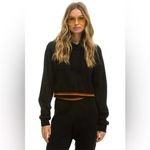 Aviator Nation  Logo Striped Cropped Hoodie Photo 1