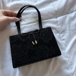 Vintage 90s Y2K Black Mini Purse Handbag Floral Roses Bow Shoulder Strap Photo 1