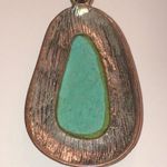 Silver Tone Faux Turquoise Semi Precious Stone Pendant Photo 3