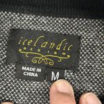 Icelandic Design Sweater Womens Medium Merino Wool Floral Embroidered Cardigan Black Photo 2