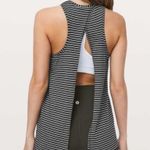 Lululemon All Tied Up Tank Size 6 Black White Striped Open Back Yoga Gym Photo 1