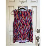 Boden Beaded Neck Tank Top Women's Multi Color Print Sleeveless Summer Size 12 Purple Photo 2