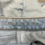 American Eagle  light wash super high rise shortie blue shorts in size 2 Photo 3