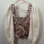 Anthropologie  Love The Label Zebra Print Puff Sleeve Top Photo 3