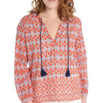 Roller Rabbit Calisto Zola Top Tunic Blouse Red Blue Boho Flowy Vacation Summer‎ Photo 0