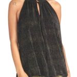 Rachel Roy small metallic shimmer pleated sleeveless keyhole top TS Black Photo 0